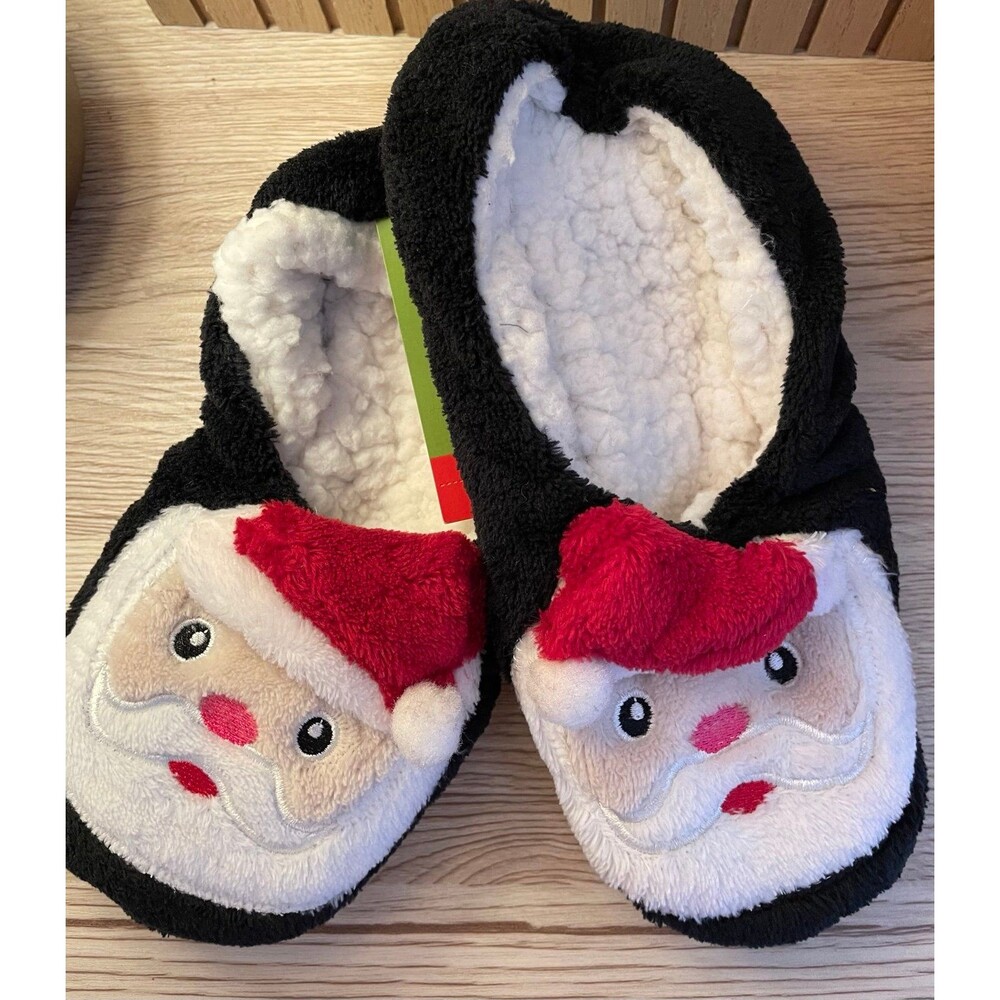 Santa Claus Plush Fleece Lined Slippers Womens NWT sz S/M